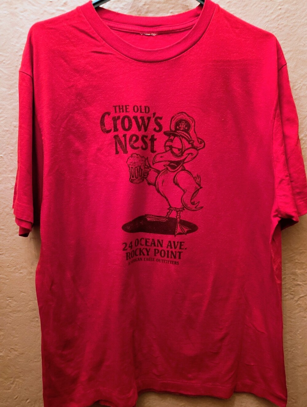 Vintage American Eagle Old Crow's Nest Single Stitch Graphic Tee Red L